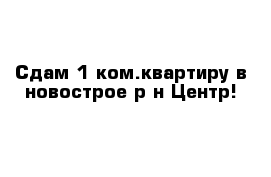 Сдам 1 ком.квартиру в новострое р-н Центр!